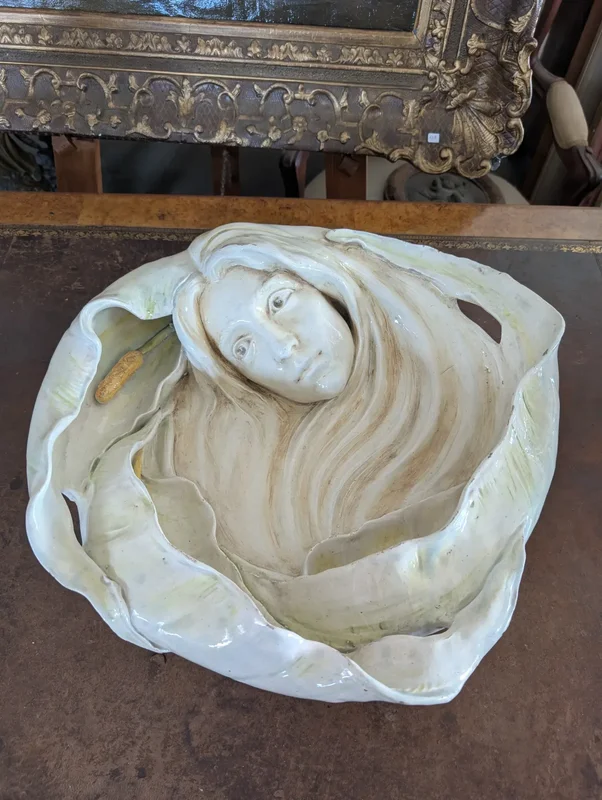 Large Art Nouveau centerpiece in glazed ceramic - Manifattura Quaglino Poggi, Albisola