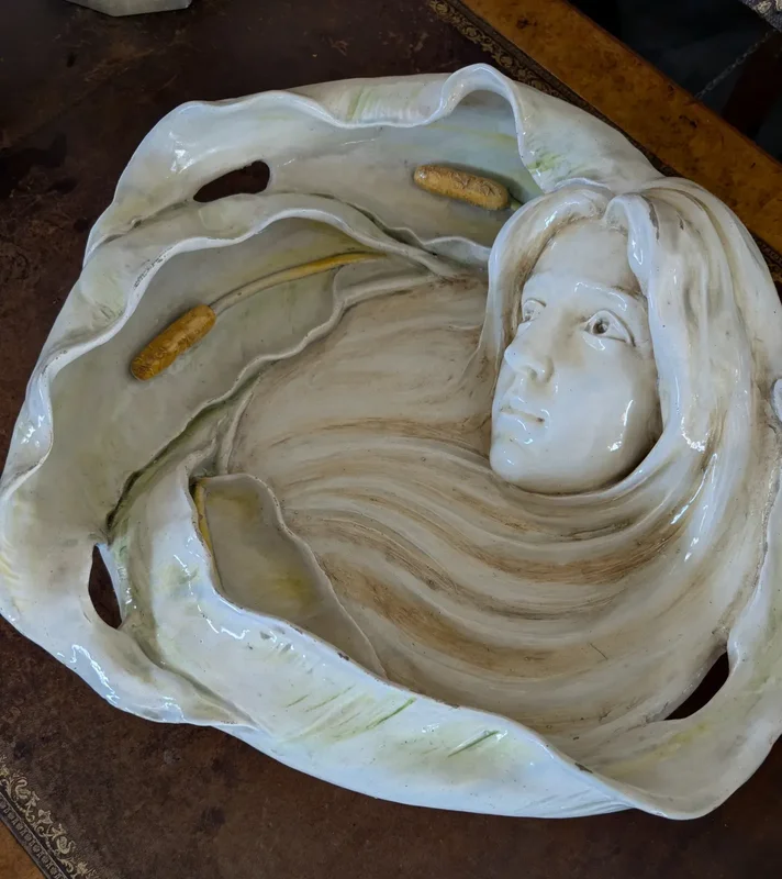 Large Art Nouveau centerpiece in glazed ceramic - Manifattura Quaglino Poggi, Albisola