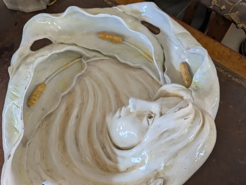 Large Art Nouveau centerpiece in glazed ceramic - Manifattura Quaglino Poggi, Albisola