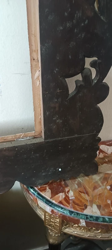 Grand cadre antique laqué et doré 19e siècle Italie