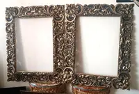 Grand cadre antique laqué et doré 19e siècle Italie