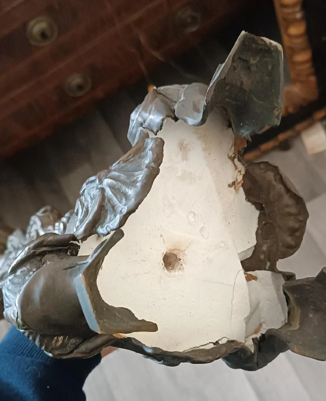 Antique silvered copper sheet candlestick 18th century Italy