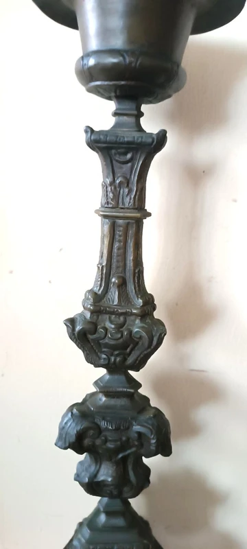 Antique silvered copper sheet candlestick 18th century Italy