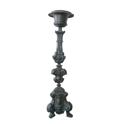 Antique silvered copper sheet candlestick 18th century Italy