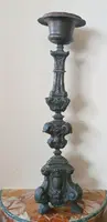 Antique silvered copper sheet candlestick 18th century Italy