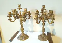 Large pair of gilded bronze candlesticks 19th century