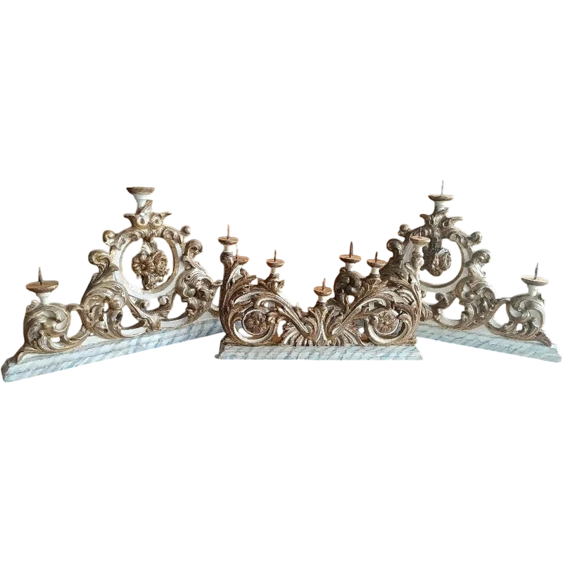 Triptyque de chandeliers toscans anciens 18ème siècle