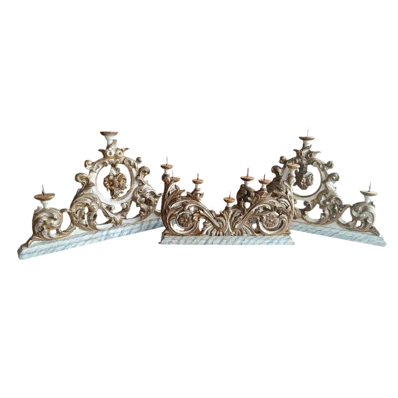 Antico trittico candelieri toscana XVIII secolo