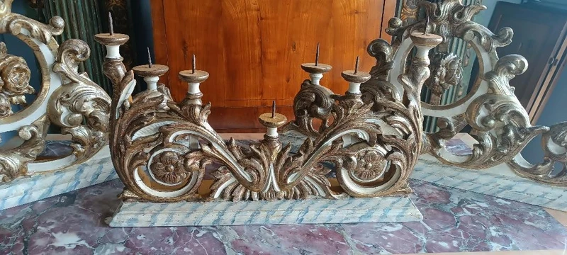 Antico trittico candelieri toscana XVIII secolo