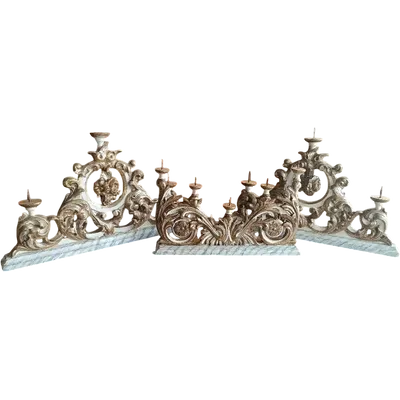 Antique triptych candlesticks Tuscan 18th century