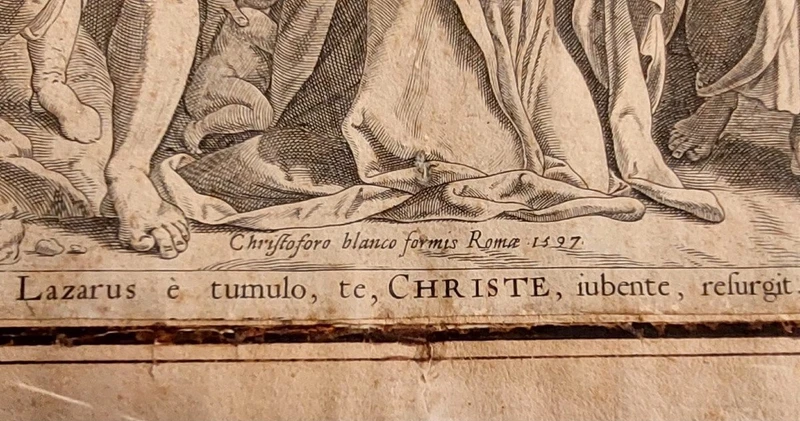 résurrection de lazare gravure christoforo bianco Rome 1597