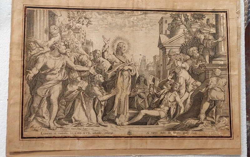 résurrection de lazare gravure christoforo bianco Rome 1597