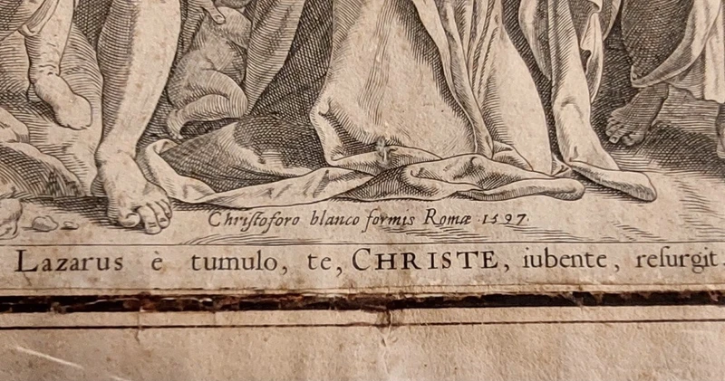 résurrection de lazare gravure christoforo bianco Rome 1597