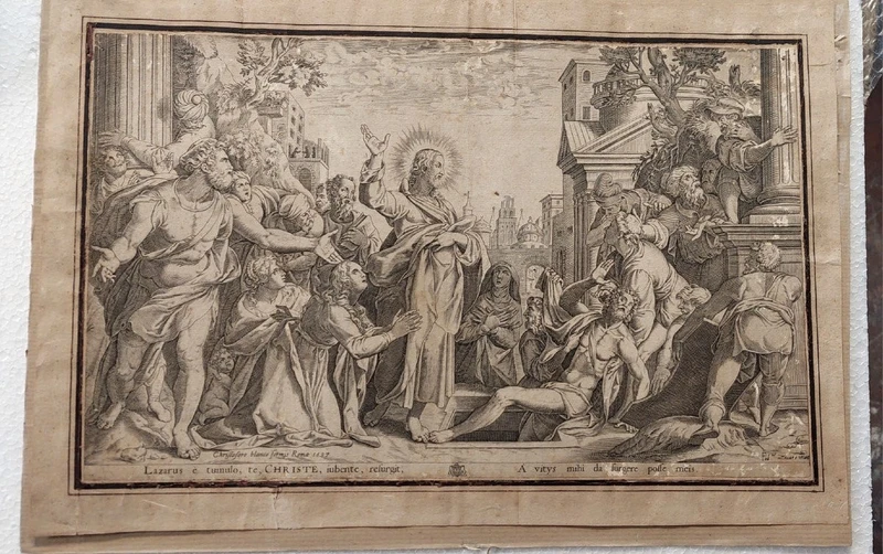 résurrection de lazare gravure christoforo bianco Rome 1597
