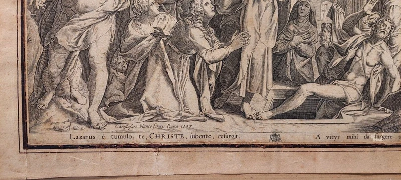 résurrection de lazare gravure christoforo bianco Rome 1597
