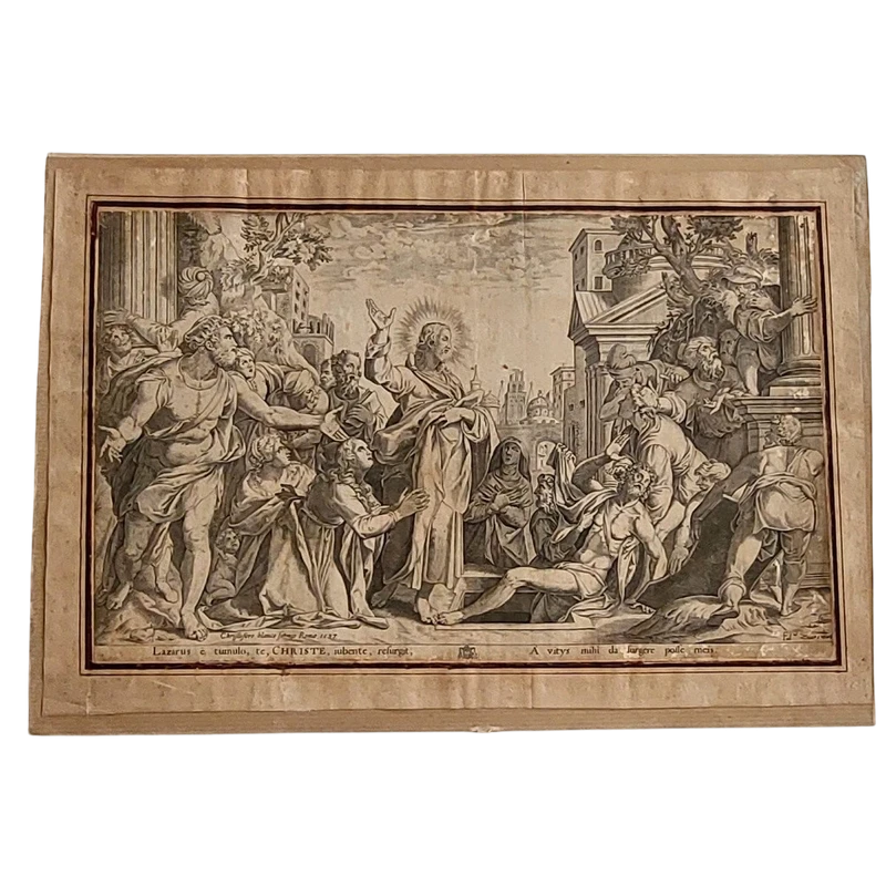 résurrection de lazare gravure christoforo bianco Rome 1597
