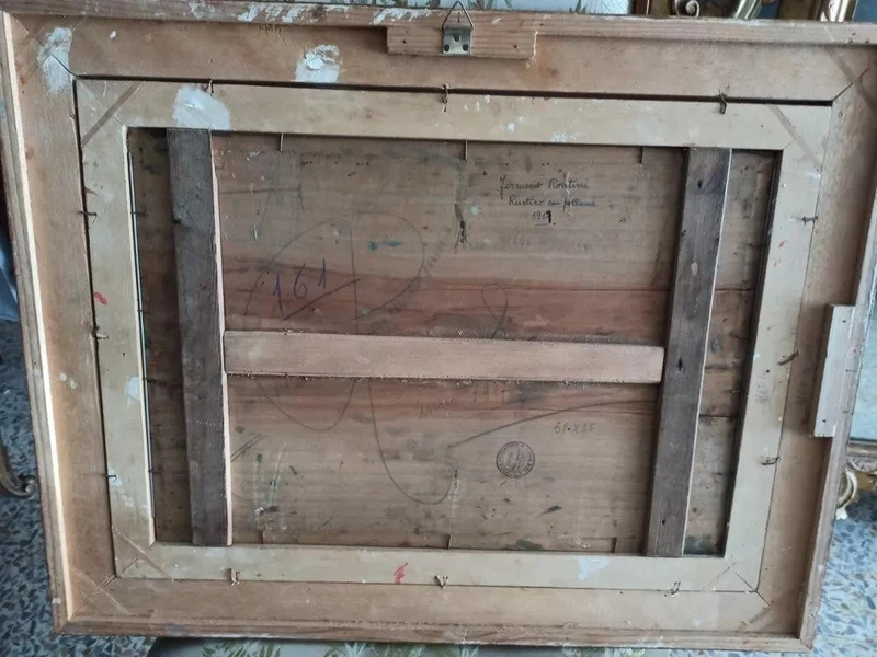 RARE Peinture à l'huile sur panneau Ferruccio Rontini ( 1883-1964 ) 1ère période 1917