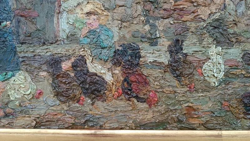 RARE Peinture à l'huile sur panneau Ferruccio Rontini ( 1883-1964 ) 1ère période 1917