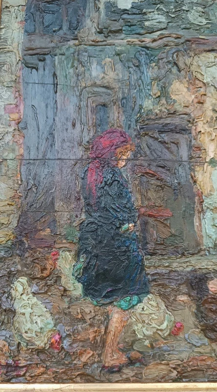 RARE Peinture à l'huile sur panneau Ferruccio Rontini ( 1883-1964 ) 1ère période 1917