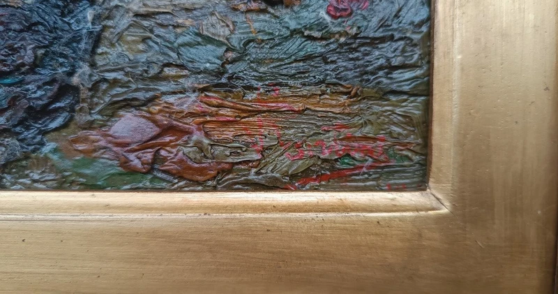 RARE Peinture à l'huile sur panneau Ferruccio Rontini ( 1883-1964 ) 1ère période 1917