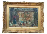RARE Peinture à l'huile sur panneau Ferruccio Rontini ( 1883-1964 ) 1ère période 1917