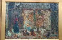 RARE Peinture à l'huile sur panneau Ferruccio Rontini ( 1883-1964 ) 1ère période 1917