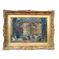 RARE Peinture à l'huile sur panneau Ferruccio Rontini ( 1883-1964 ) 1ère période 1917