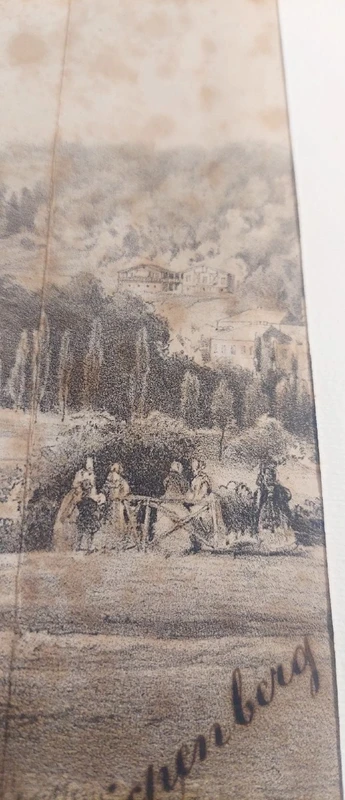 Drawing China On Paper With Characters Gleichenberg Austria 19th Century Antique