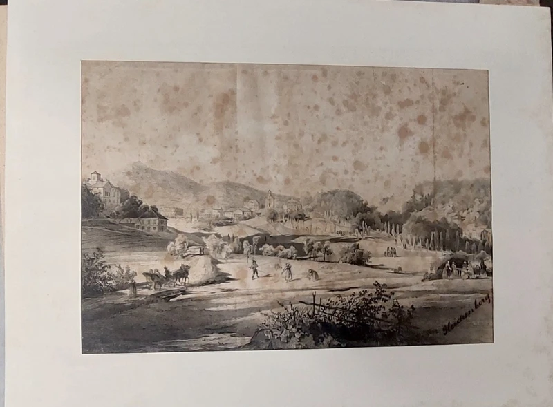 Drawing China On Paper With Characters Gleichenberg Austria 19th Century Antique