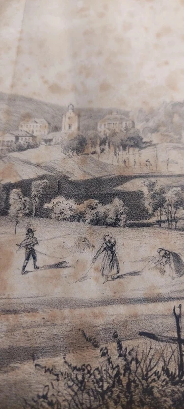 Drawing China On Paper With Characters Gleichenberg Austria 19th Century Antique