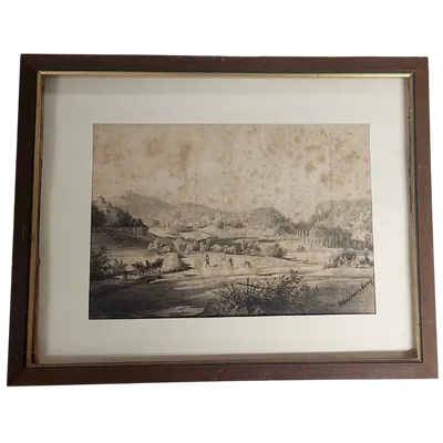 Drawing China On Paper With Characters Gleichenberg Austria 19th Century Antique