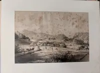 Drawing China On Paper With Characters Gleichenberg Austria 19th Century Antique