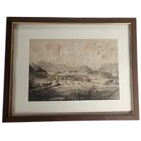 Drawing China On Paper With Characters Gleichenberg Austria 19th Century Antique