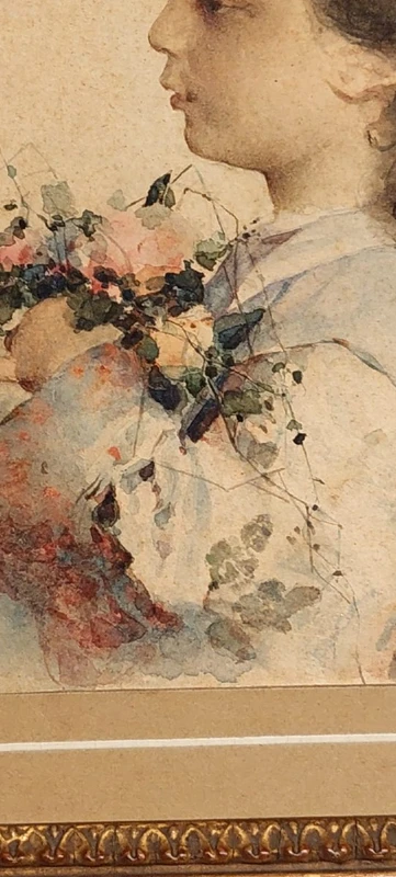 portrait d'une jeune fille ,Alessandro Rontini Florence (1854 -1933)