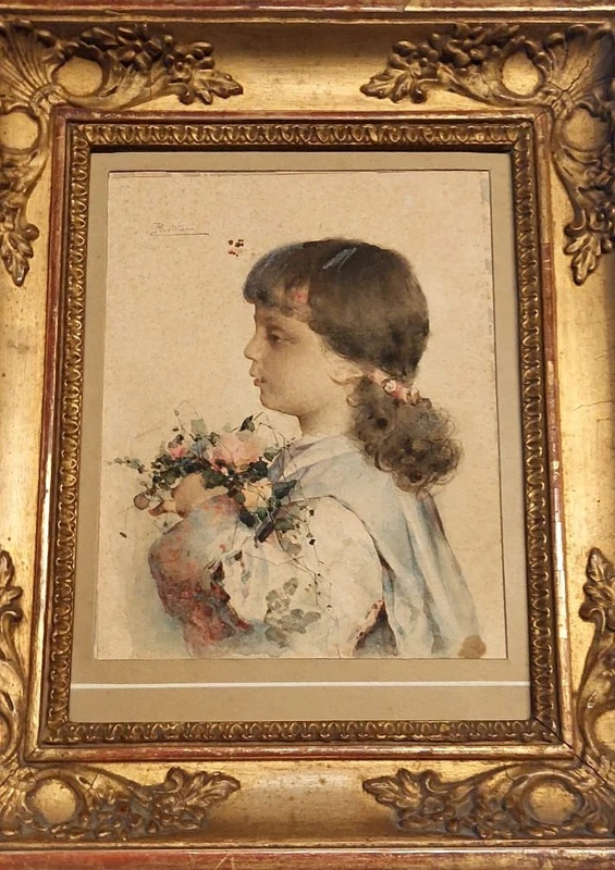 portrait d'une jeune fille ,Alessandro Rontini Florence (1854 -1933)