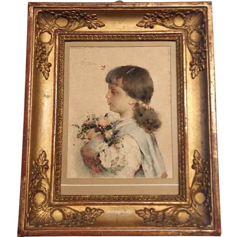 portrait d'une jeune fille ,Alessandro Rontini Florence (1854 -1933)