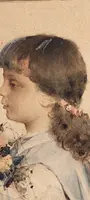 portrait d'une jeune fille ,Alessandro Rontini Florence (1854 -1933)