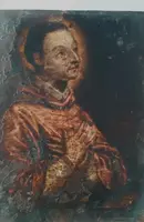 Peinture ancienne sur cuivre - 17e/18e siècle - Saint Charles Borromée 25 x 20 cm