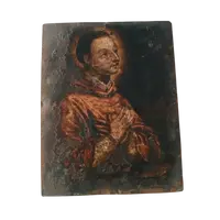 Peinture ancienne sur cuivre - 17e/18e siècle - Saint Charles Borromée 25 x 20 cm