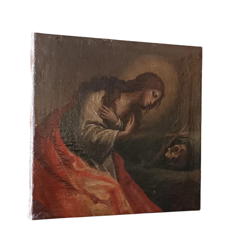 Antico olio SU tela raffigurante Maddalena XVIII secolo Scuola italiana