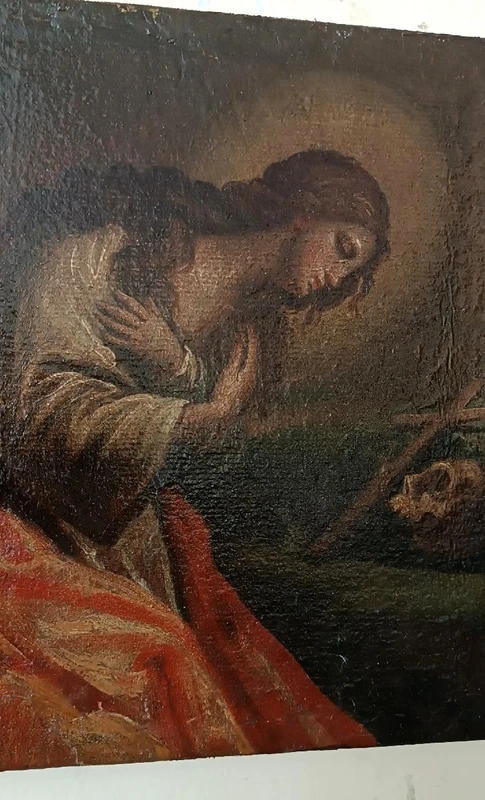 Antico olio SU tela raffigurante Maddalena XVIII secolo Scuola italiana