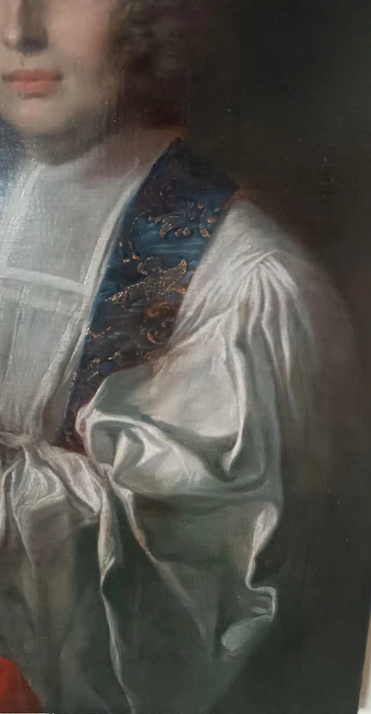 Antico dipinto su tela ritratto prelato ,scuola francese  XVIII secolo