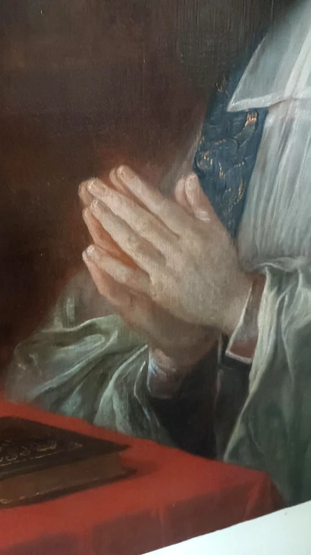 Antico dipinto su tela ritratto prelato ,scuola francese  XVIII secolo