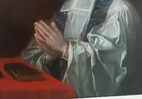 Antico dipinto su tela ritratto prelato ,scuola francese  XVIII secolo