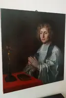 Antico dipinto su tela ritratto prelato ,scuola francese  XVIII secolo