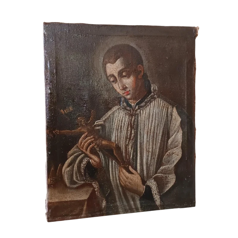 Antico dipinto olio su tela datato 1605 - Scuola Toscana-San Luigi Gonzaga-scuola del Manetti