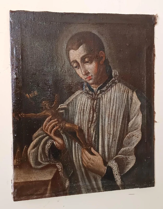 Antico dipinto olio su tela datato 1605 - Scuola Toscana-San Luigi Gonzaga-scuola del Manetti