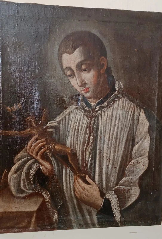 Antico dipinto olio su tela datato 1605 - Scuola Toscana-San Luigi Gonzaga-scuola del Manetti