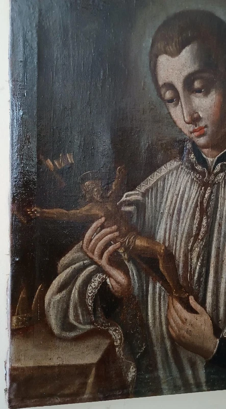 Antico dipinto olio su tela datato 1605 - Scuola Toscana-San Luigi Gonzaga-scuola del Manetti