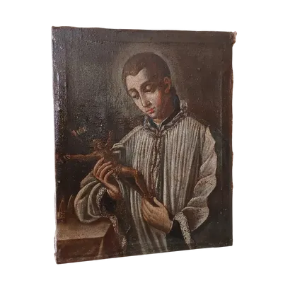 Peinture à l'huile ancienne sur toile datée de 1605 - École toscane-San Luigi Gonzaga-École de Manetti
